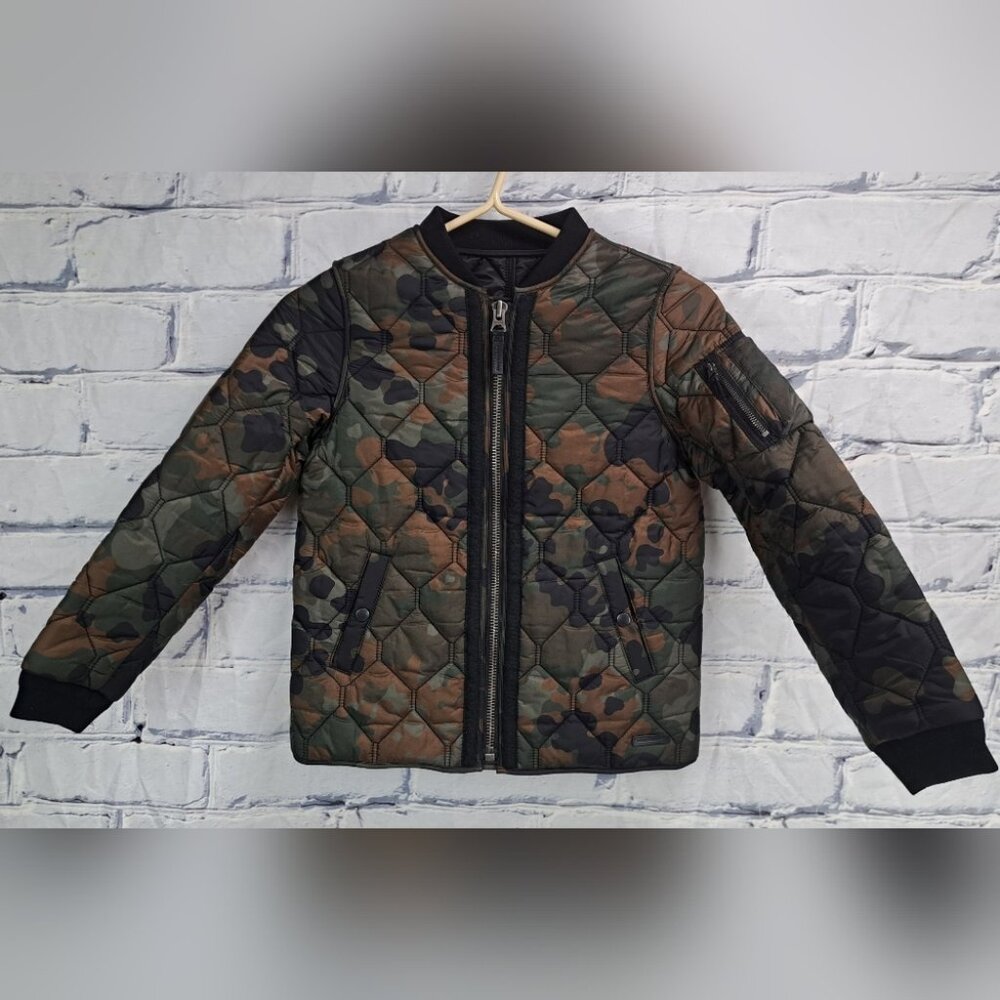 Burberry Boys Quilted Bomber Jacket Puffer Camo Kids Lined Fill Size 12Y - 14Y